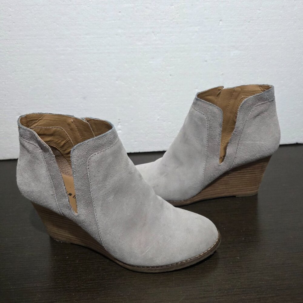 Lucky Brand LK-YABBA Gray Suede Wedge Zip Ankle Booties 9M/40 - Picture 9 of 16